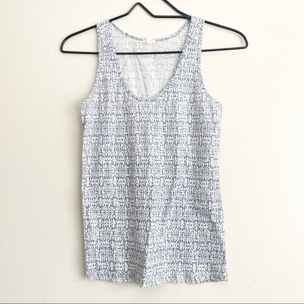 J. Crew Blue White Sequin Detail Tank Top XS